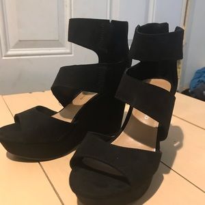 Christian Siriano Black Velvet Wedge